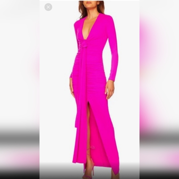 Susana Monaco Tie Gathered Long Sleeve Dress - Picture 3 of 8